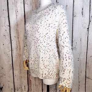 Anthropologie Solitaire Confetti Pompoms Pullover Sweater EUC Like New MEDIUM